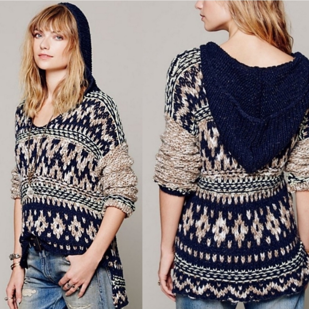Free People Fairisle Hooded Pullover